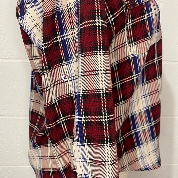 Collective Concepts Button Down Dark Red White Blue Plaid Shirt - Picture 7 of 11